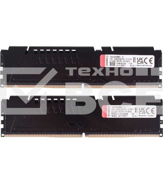 Оперативная память Kingston Fury Beast, DDR5, 32GB (2x16GB), 5200MHz, CL40, DIMM, радиатор, чёрный