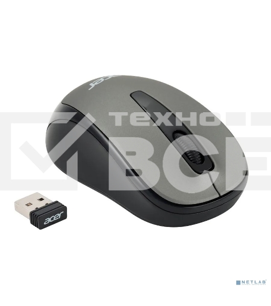 Мышь беспроводная Acer OMR134 серый, 1000 dpi, радиоканал, USB, кнопки - 3