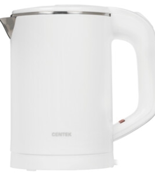Электрочайник Centek CT-0006 белый, 0.6 л, 1100 Вт, скрытый нагревательный элемент