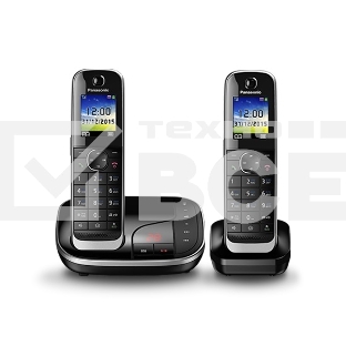 Телефон беспроводной (DECT) Panasonic KX-TGJ322RUB черный (труб. в компл.:2шт) автооветчик АОН
