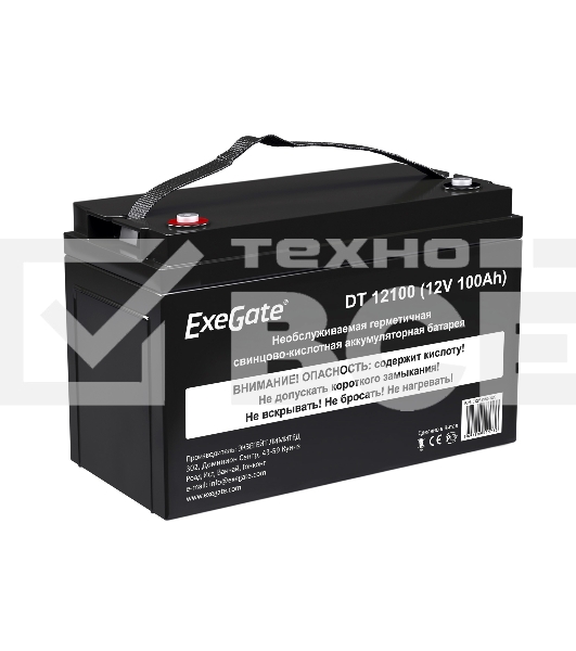Аккумуляторная батарея ExeGate DT 12100 (12V 100Ah, под болт М6)