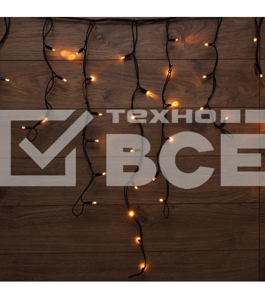 Гирлянда «Айсикл» («Бахрома») светодиодная 3,2х0,9 м, 120 LED, черный провод каучук, теплое белое свечение NEON-NIGHT