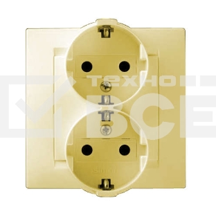 Розетка 2-м СП Simon15 с заземл. сл. кость Simon 1590459-031