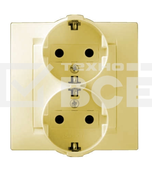 Розетка 2-м СП Simon15 с заземл. сл. кость Simon 1590459-031
