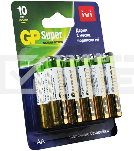 Батарея GP Super Alkaline 15A/IVI-2CR10 AA (10шт) блистер