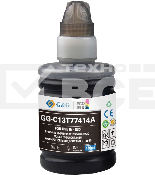 Чернила G&G GG-C13T77414A черный (140 мл) для Epson M100/105/200/205