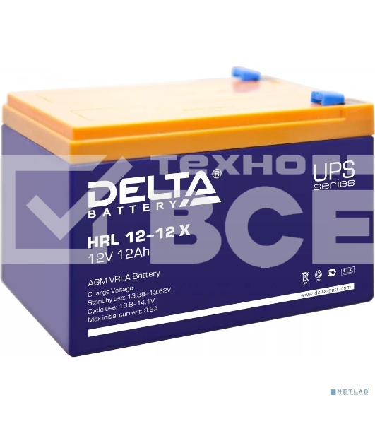 Батарея Delta HRL 12-12 X (12А\ч, 12В) свинцово- кислотный  аккумулятор