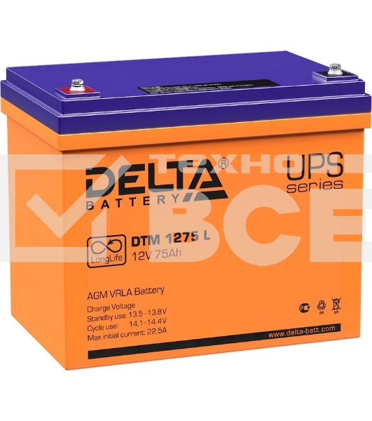 Батарея Delta DTM 1275 L (12V, 75Ah)