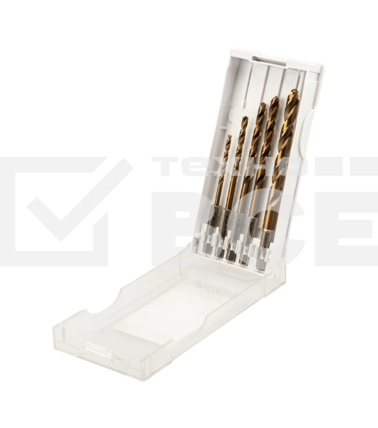 Набор сверл по металлу 'Кобальт' Kranz 3-8 мм, Р6М5К5, шестигранный хвостовик, 5 шт.