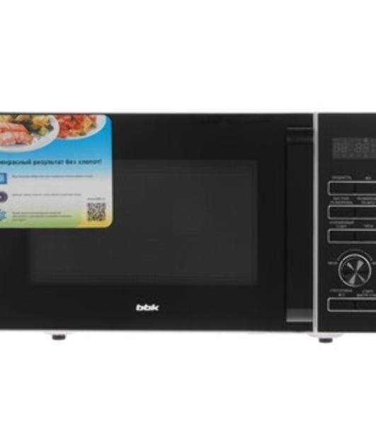 Микроволновая печь BBK 25MWS-970T/WB белый, 25 л, 900 Вт, переключатели - кнопки, поворотный механизм