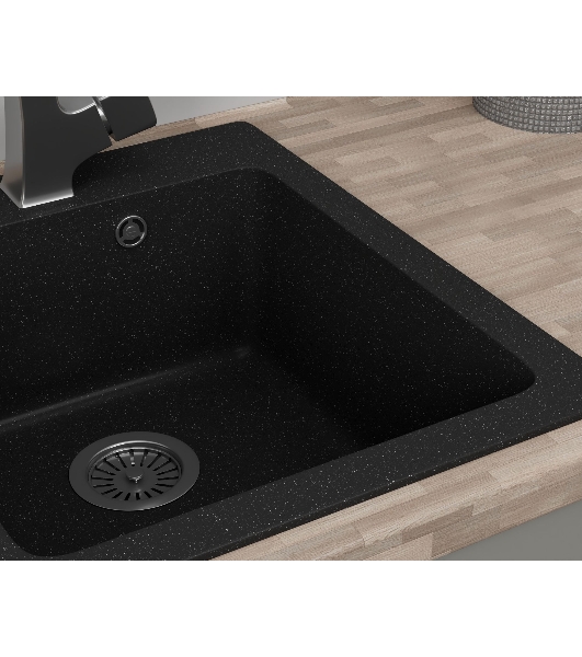 Мойка для кухни BAU Stil Black stone 42х50, выпуск с сифоном в комплекте, черный камень