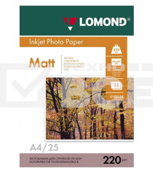 Фотобумага Lomond 0102148 A4/220г/м2/25л./белый матовое/матовое для струйной печати
