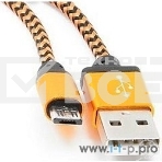 Кабель Gembird USB 2.0 Cablexpert CC-mUSB2oe1m, AM/microBM 5P, 1м, нейлоновая оплетка, алюминиевые разъемы, оранжевый, пакет, фото2