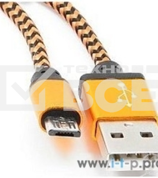 Кабель Gembird USB 2.0 Cablexpert CC-mUSB2oe1m, AM/microBM 5P, 1м, нейлоновая оплетка, алюминиевые разъемы, оранжевый, пакет
