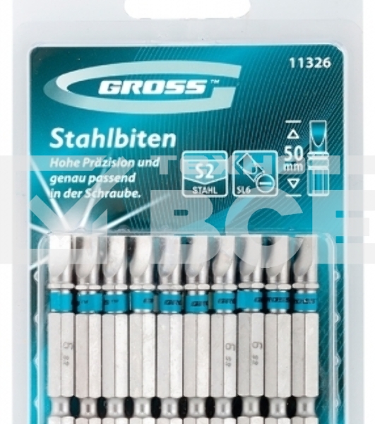 Набор бит GROSS 11326sl6.0х50 сталь s2 10шт