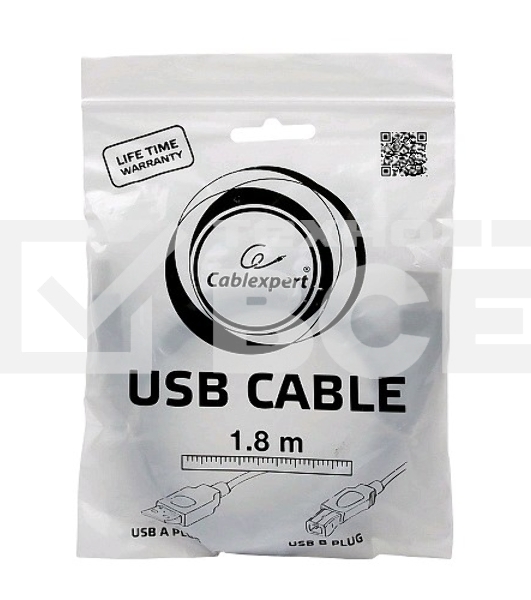 Кабель USB 2.0 Pro Cablexpert CCP-USB2-AMBM-6G, AM/BM, 1.8м, экран, серый