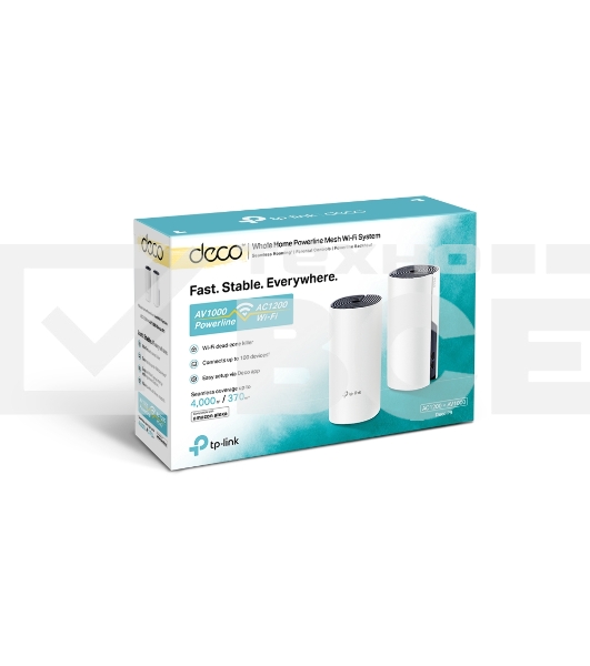 Бесшовный Mesh роутер TP-Link DECO P9 (2-PACK) AC1200 10/100/1000BASE-TX белый (упак.:2шт)