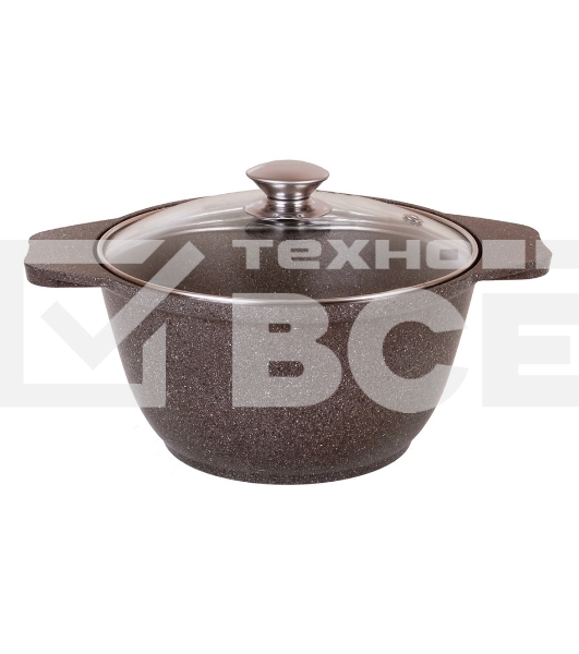 Кастрюля Kukmara 2 л со стеклянной крышкой АП (кофейный мрамор) КМК22а