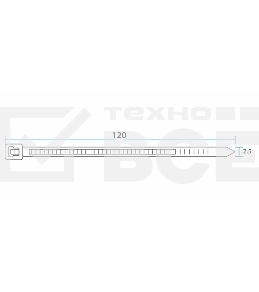 Хомут-стяжка кабельная нейлоновая Rexant 120 x2,5 мм, черная, упаковка 100 шт.