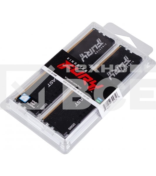 Оперативная память Kingston Fury Beast, DDR5, 32GB (2x16GB), 5200MHz, CL40, DIMM, радиатор, чёрный