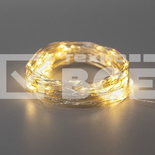 Гирлянда Роса 10м, 100LED, теплый белый, IP44, на батарейках 3хАА, с пультом 8 режимов NEON-NIGHT