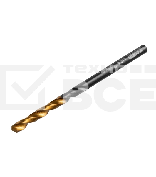 Сверло по металлу, 3 мм, HSS-Tin, Golden Tip, 10 шт. Denzel