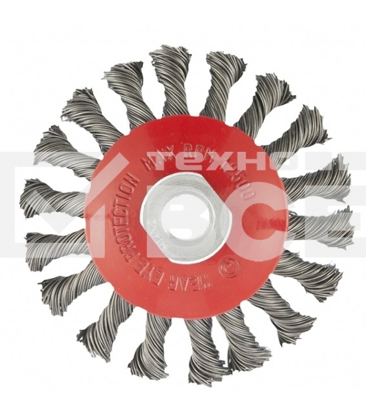 Щетка Matrix для УШМ, 100 мм, М14, Тарелка, крученая проволока 0,5 мм