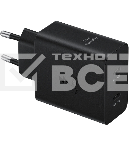 Сетевое зар./устр. Samsung EP-T5020 50W 3A (PD) 2xUSB type-C для Samsung черный
