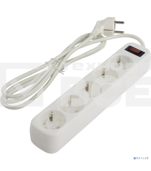Сетевой фильтр Smartbuy SBSP-18-W Smartbuy One, 10А, 2 200 Вт, 5 розеток, длина 1,8 м, белый (SBSP-18-W)/45