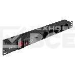 Блок розеток с сетевым фильтром (Surge Protect), защитой от перегрузки, выключателем с подсветкой и разъемом подключения C14 ExeGate ServerPro PDU-19H605 Al-6S-C14-SW-O-SPD1 (19', 1U, Алюминий, 6 Schuko, C14, выкл. с подсветкой, защита от перегрузки, SPD1, черный, RTL), фото6