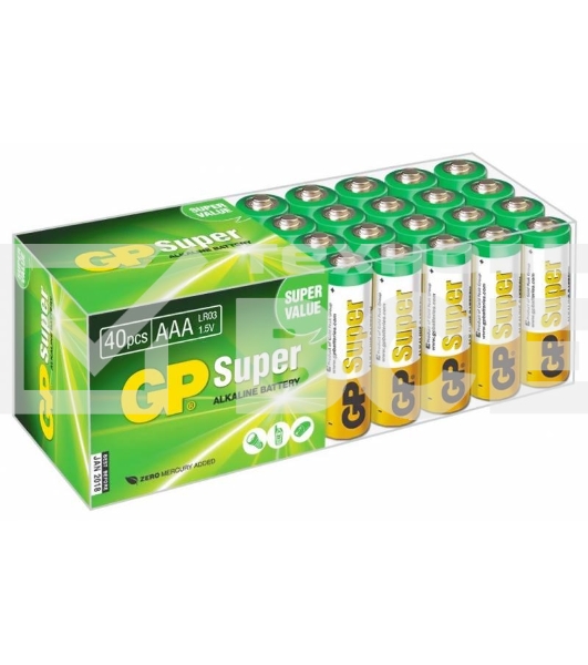 Алкалиновые батарейки GP Super Alkaline G-Tech 24А ААA - 40 шт. в пленке