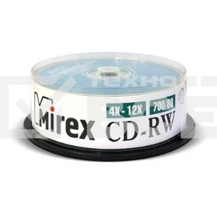 Диск CD-RW Mirex 700 Mb, 12х, Cake Box (25), (25/300)