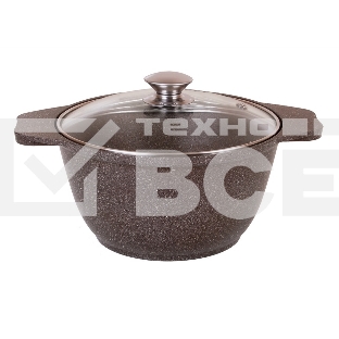 Кастрюля Kukmara 3 л со стеклянной крышкой АП (кофейный мрамор) КМК32а