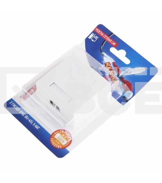 Розетка сетевая LAN, на стену, (2 гнездо 8Р8С (Rj-45), 5e кат)