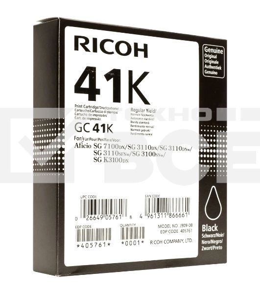 Картридж гелевый Ricoh GC 41K (2.5К) черный Aficio Aficio 3110DN/ 3110DNw/3100SNw/3110SFNw