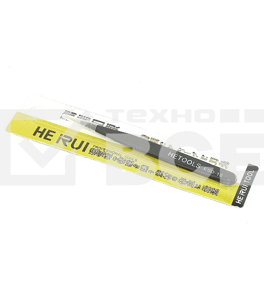 Пинцет HETOOLS ESD-10 прямой, черный 120мм
