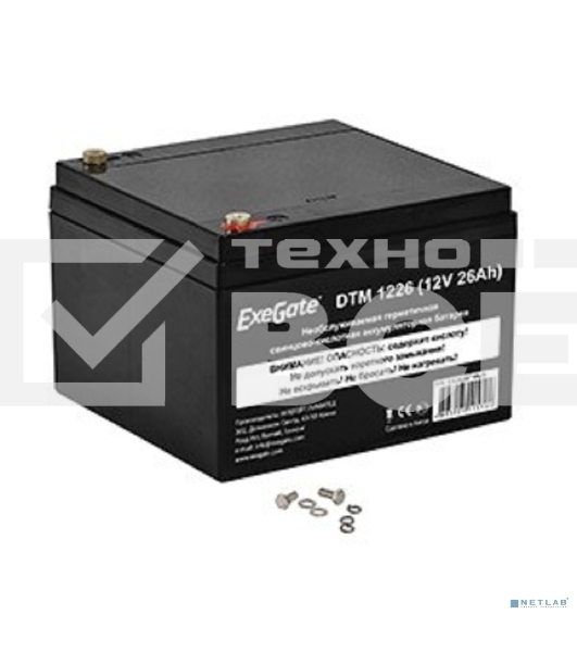 Батарея ExeGate DTM 1226 (12V 26Ah), клеммы под болт М5