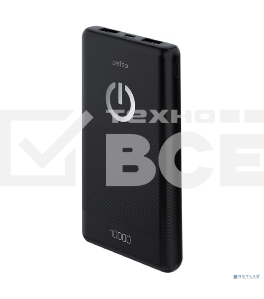 Портативный аккумулятор Perfeo 10000 mAh + Micro usb/In Micro usb/Out USB 1 А, 2.1A/черный (PF_B4296)