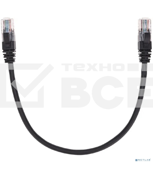 Патч-корд U/UTP, CAT 5e, RJ45-RJ45, 26AWG, ZH нг(А)-HF, черный, 0,3м Rexant