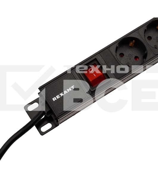 Блок распределения питания Rexant для 19' шкафов, вертикальный, 12 розеток СЕЕ 7/4, 16A, выкл, алюм корп, шнур 2м, вилка СЕЕ 7/7