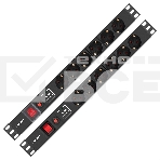 Блок розеток с сетевым фильтром (Surge Protect), защитой от перегрузки, выключателем с подсветкой и разъемом подключения C14 ExeGate ServerPro PDU-19H605 Al-6S-C14-SW-O-SPD1 (19', 1U, Алюминий, 6 Schuko, C14, выкл. с подсветкой, защита от перегрузки, SPD1, черный, RTL), фото5