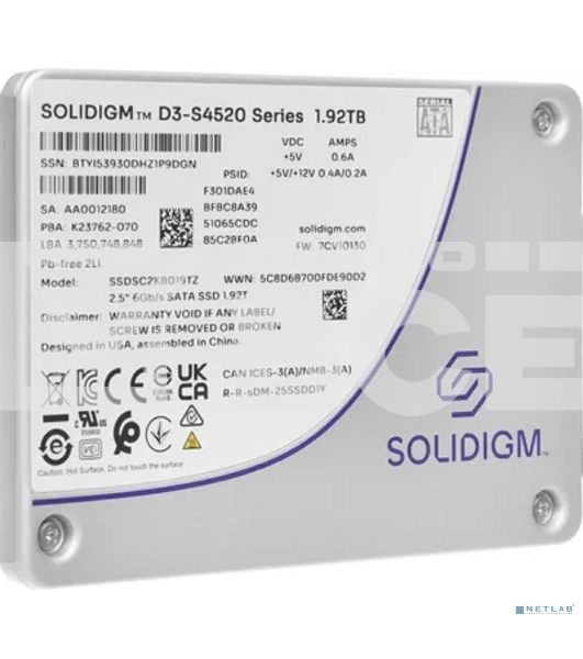 Накопитель SSD Solidigm Intel S4520 Series SSD SATA 2.5' 1.92TB