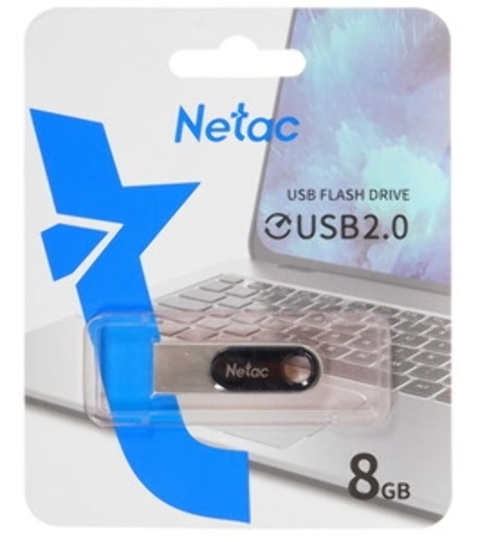 Флешка USB Netac U278 (NT03U278N-008G-20PN), 8Gb, USB 2.0, R/W 50/10, серебристый/черный