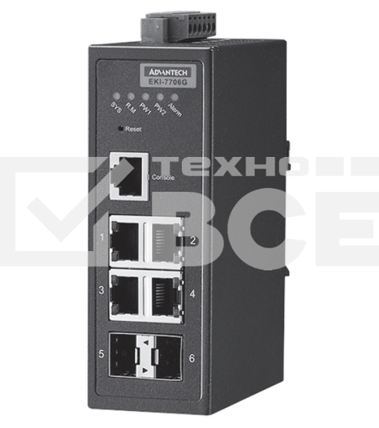 Коммутатор EKI-7706G-2F-AE 4GE+2SFP Gigabit Managed Redundant Industrial Switch Advantech