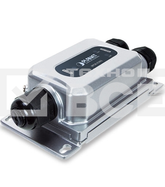 индустриальный PoE экстендер PLANET IPOE-E302 IP67-rated Industrial 1-Port 802.3bt PoE++ to 2-Port 802.3at PoE+ Extender (-40~75 degrees C, IK10 impact protection), 3 x waterproof cable glands included