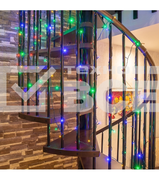 Гирлянда «Твинкл-Лайт» 20 м, темно-зеленый ПВХ, 160 LED, цвет мультиколор