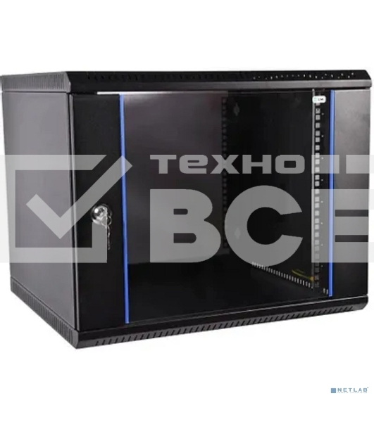 Шкаф телеком. настенный разборный 9U (600х350) дверь стекло,цвет черный (ШРН-Э-9.350-9005)
