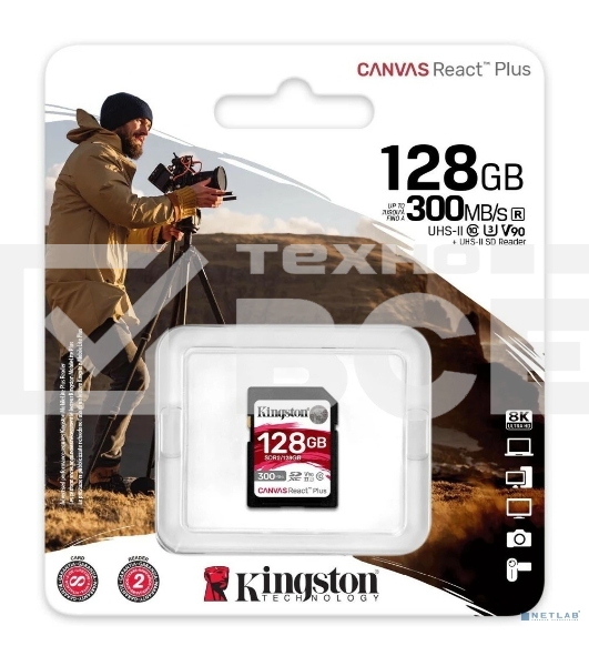 Флеш карта Kingston 128GB Canvas React Plus SDXC UHS-II 300R/260W U3 V90
