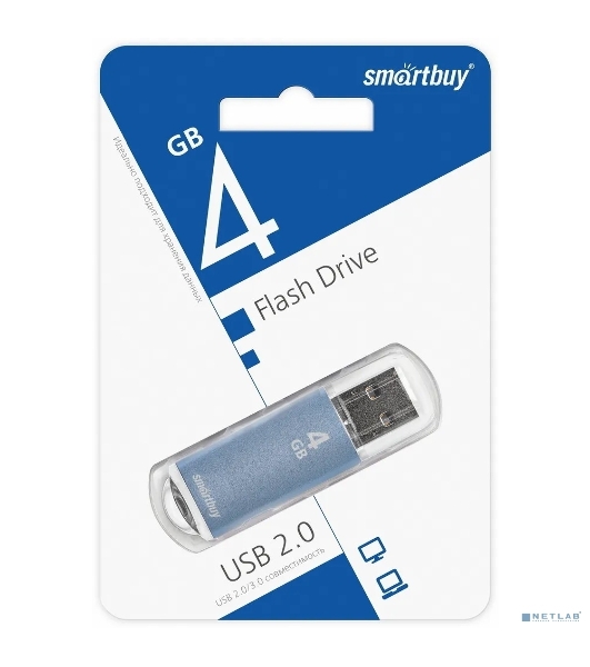 Флешка USB Smartbuy V-Cut Blue (SB4GbVC-B), 4Gb, USB 2.0, R/W 25/15, голубой