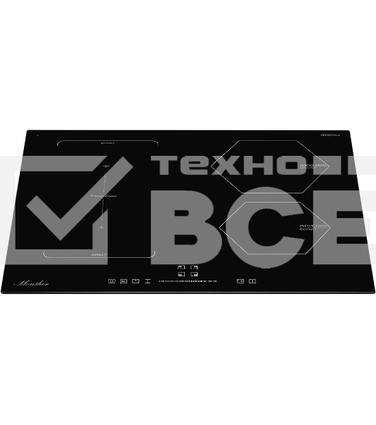 Варочная поверхность MONSHER MHI 6016, индукция, инвертер, 60 см, 9 уровней мощности, бустер, Stop and Go, автоматическое отключение, таймер, индикатор остаточного тепла, сенсорное/слайдерное управление, цвет черный